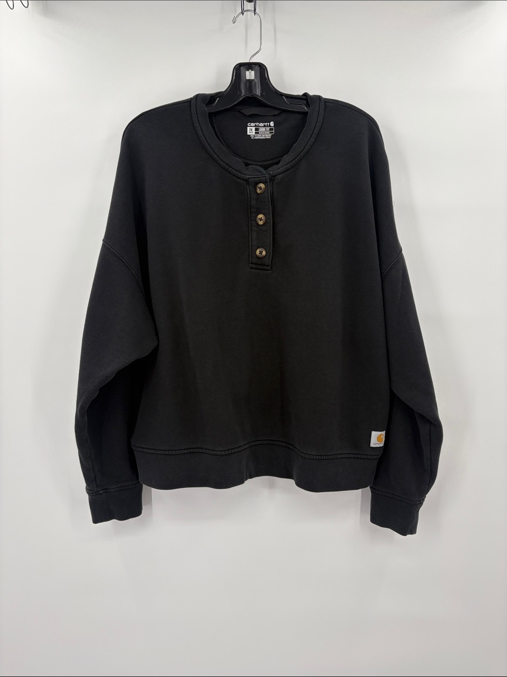 Carhartt Black Button-Up Henley Sweatshirt Size 2X